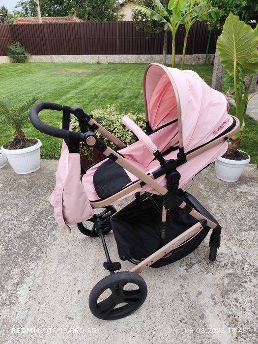 Детска количка Chipolino Аморе 2 в 1, розов маршмелоу