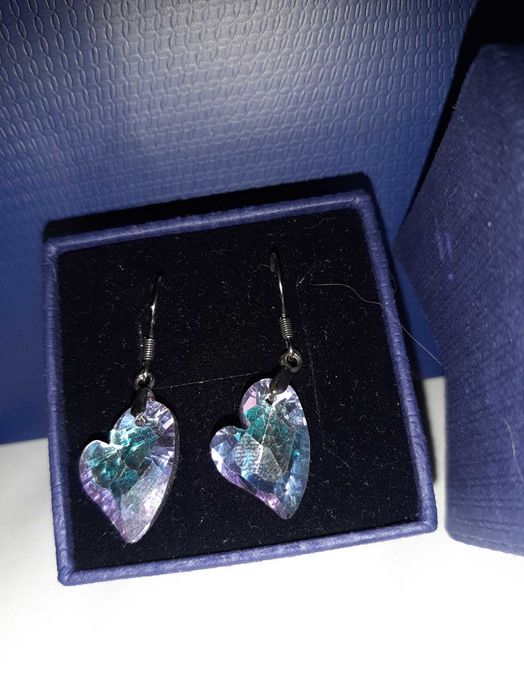 SEt cercei din argint 925 inimioara punguta si cutie cadou Swarovski