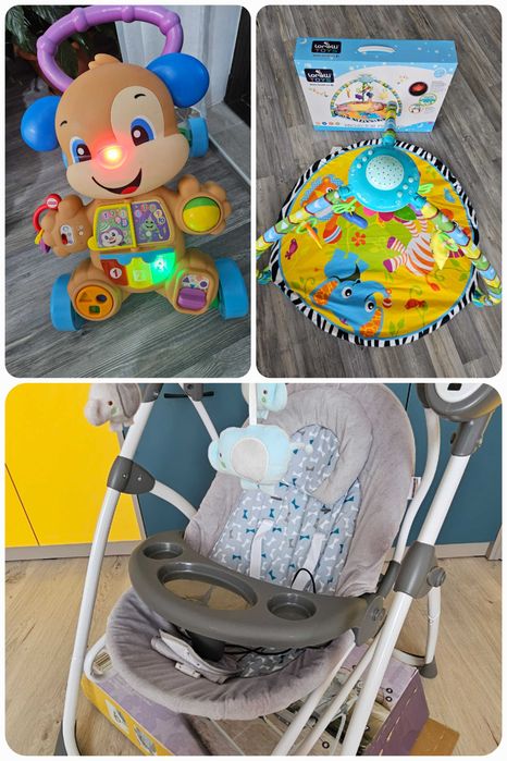 Продавам Бебешка електрическа Люлка 2 в 1, Музикална проходилка Fisher Price и Активна Гимнастика, запазени, на цена от 9.99