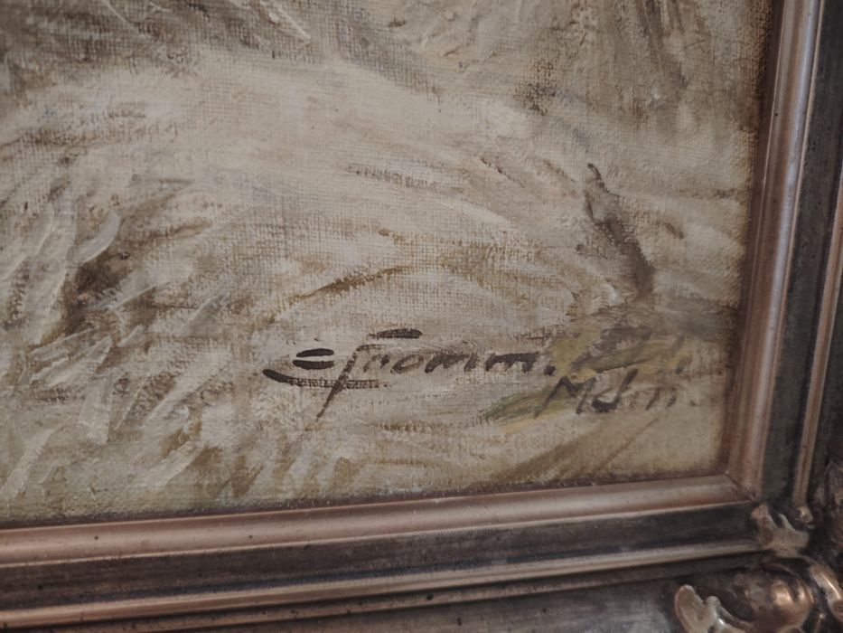 Ulei pe pânză o lucrare veche semnată încadrata Intr o rama Blondel di