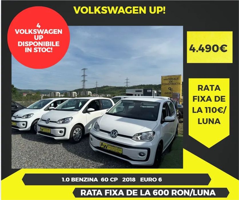 Volkswagen up! 4 bucati DISPONIBILE in stoc | Garantie 12 luni | Rata cu avans 0