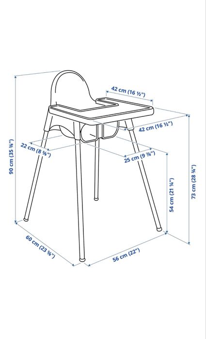 Scaun înalt cu tava, alb, pentru copii - Ikea