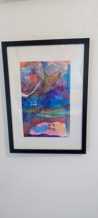 Сет 2бр. абстрактна картина брокат златна, сребро, синя лилава 22 X 30