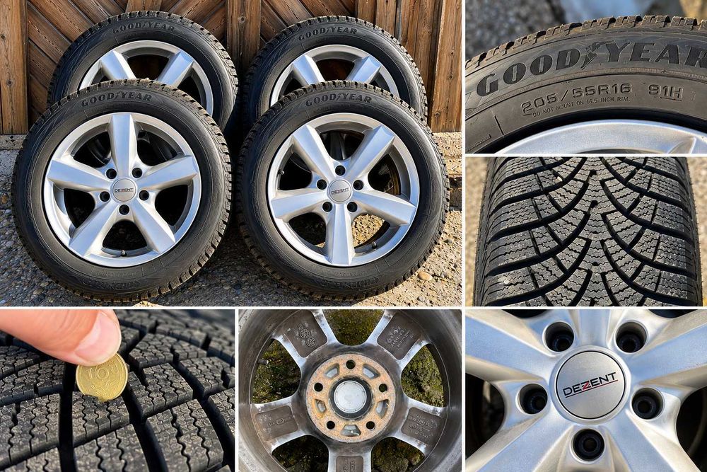 Goodyear 205/55 R16 | 4 бр. зимни гуми | Aлуминиеви джанти Dezent