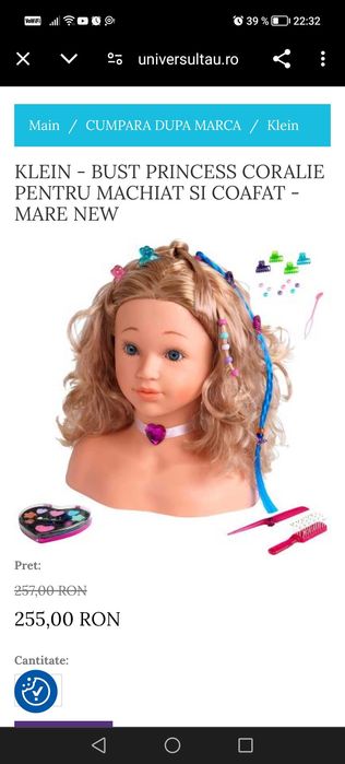 Bust Princess Coralie pentru machiat si coafat - klein