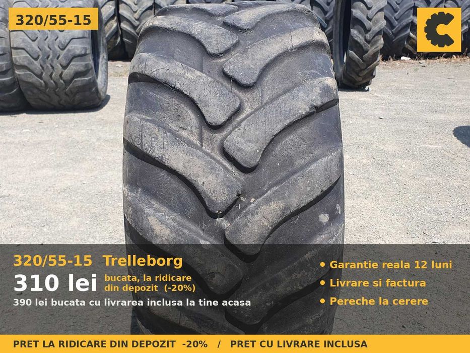 Anvelope Cauciucuri 320/55R15 320/55 R15 320/55-15 320 55 R15 3205515 Trelleborg Remorca Implement Flotatie SH Second Hand VERIFICATA Oferta Pret Bun