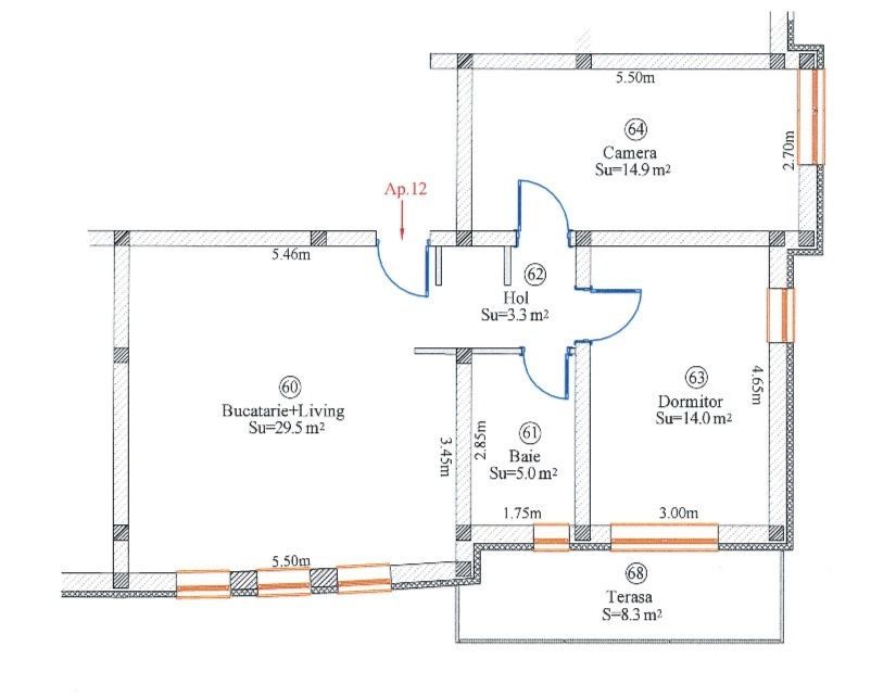 Apartament 3 camere - 67 mp - loc de parcare inclus - Neptun