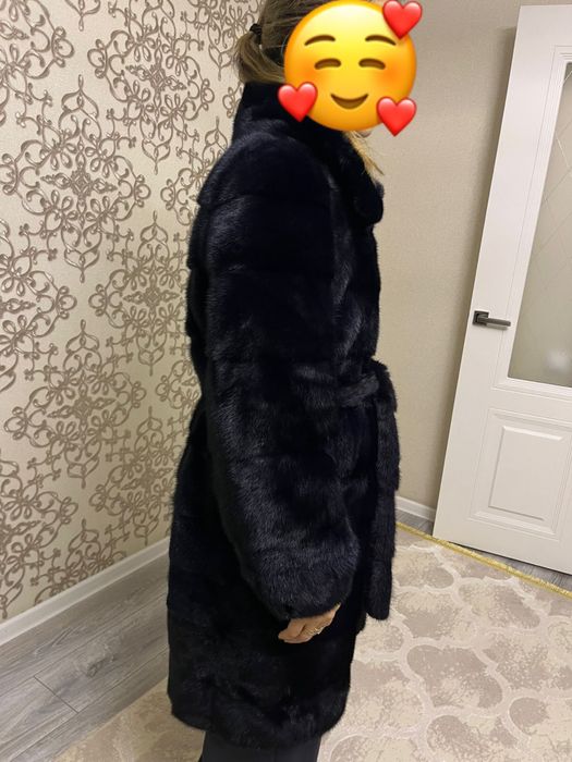 Норковая шуба в синем цвете