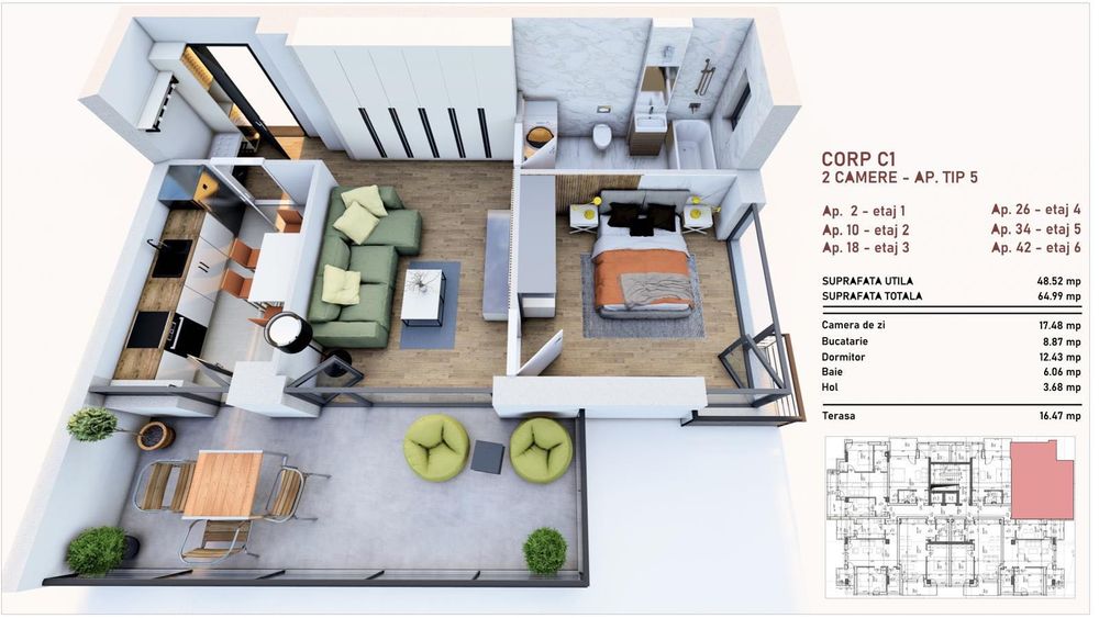 Apartamente cu 2 camere in cartierul Tudor