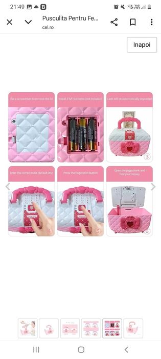 Pusculita copii cu seif si cod de acces