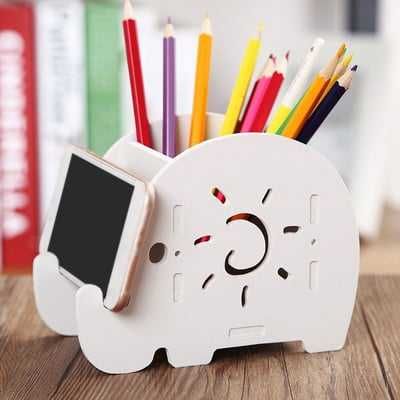 Детски дървен органайзер за Бюро със стойка за телефон Слонче