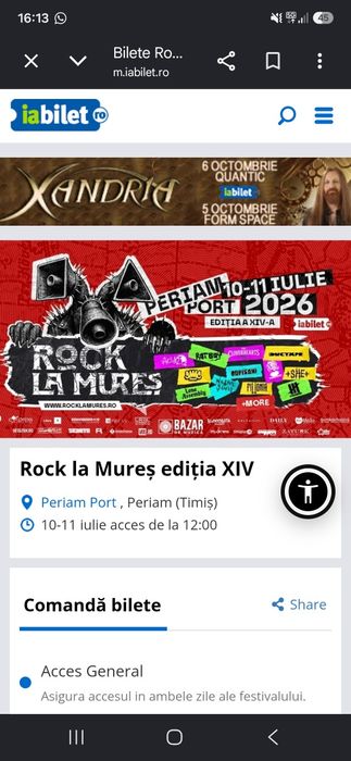 Două bilete Rock La Mureș 10-11 iulie