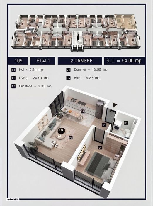 2 camere la alb | Personalizare finisaje | AC inclus