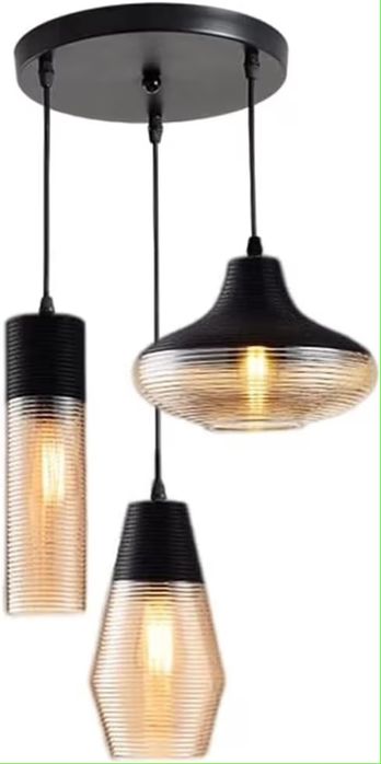 Висяща таванна лампа модерна кристална лампа с три глави индустриален