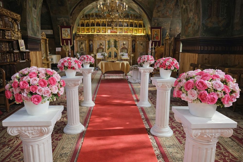 Decor flori - cristelniță  botez/ cununie