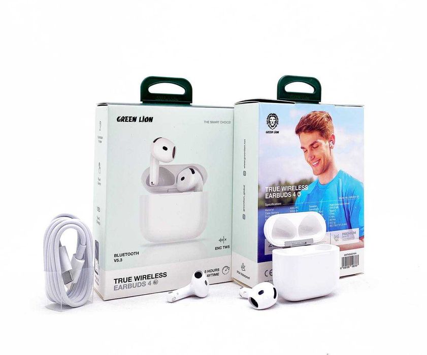 беспроводные наушники AirPods 4 Green Lion. Earbuds 4