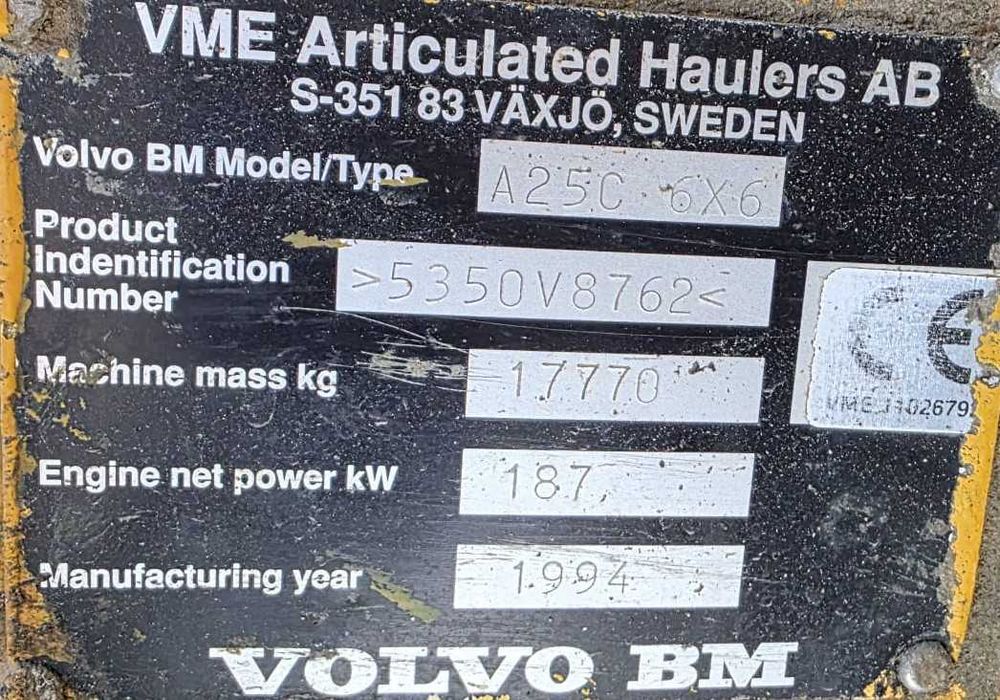 Dumper Volvo A25C 6x6