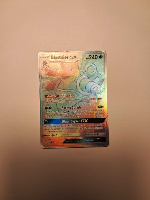 Pokemon карта Blastoise gx rainbow  произход от Хавай + силиконов кейс