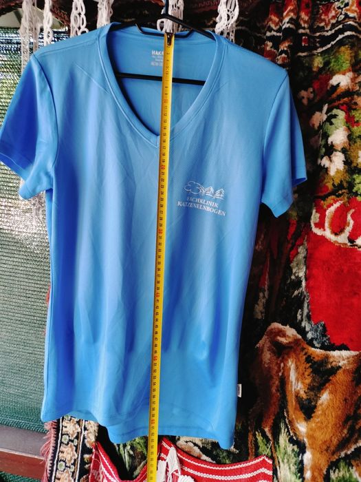 Tricou sport damă HAKRO Function Albastru, Coolmax, imprimeu "Fachklinik Katzenelnbogen", mărimea M