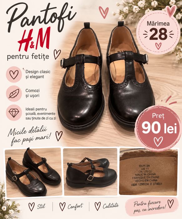 Pantofi negrii piele H&M
