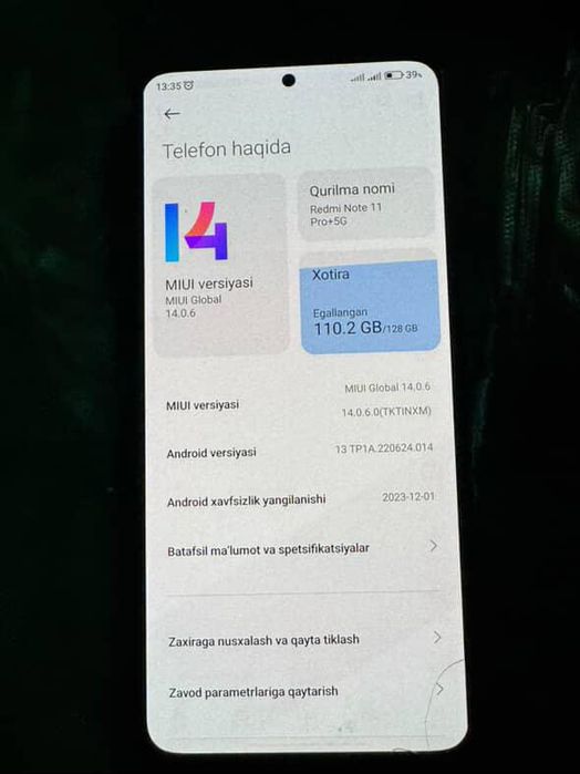 Redmi note 11 pro pilus 5g