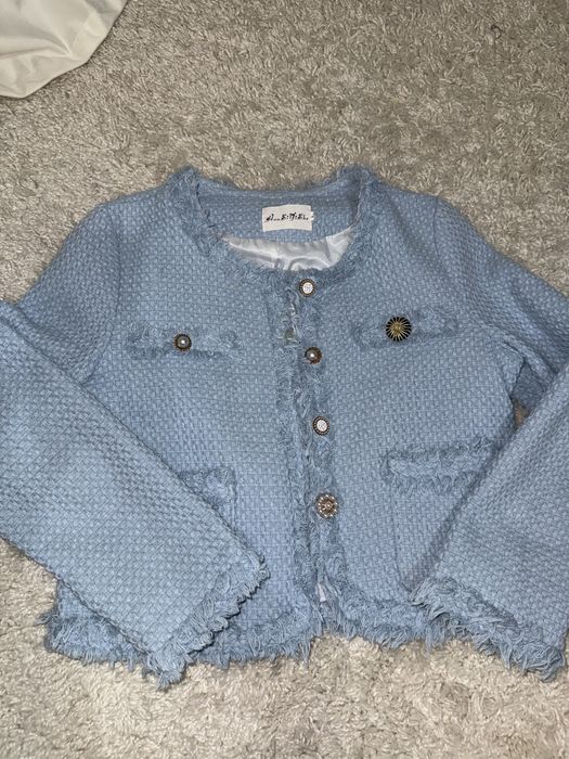 Синий пиджак твид