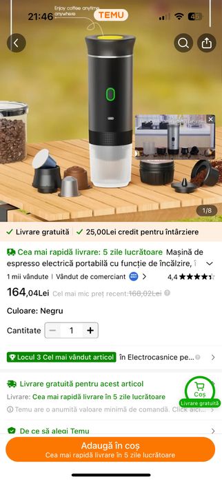 Espresor portabil mini Espressor Nespresso baterie +usb cu capsule