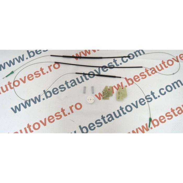 Kit reparatie macara geam fata BMW Seria 3 E46 1998-2005, Sedan/ Touring, Stanga, Dreapta, (cablu role si suport geam)