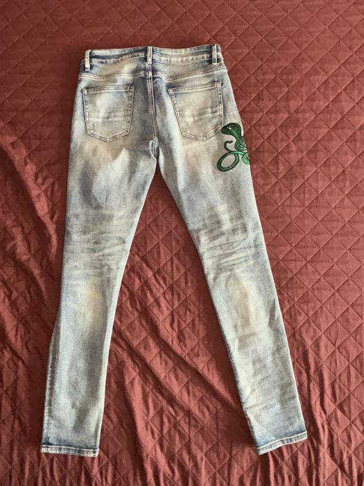 Blugi Slim Fit thevaluee Snake Jeans Albastru (nu zara,bershka,h&m)