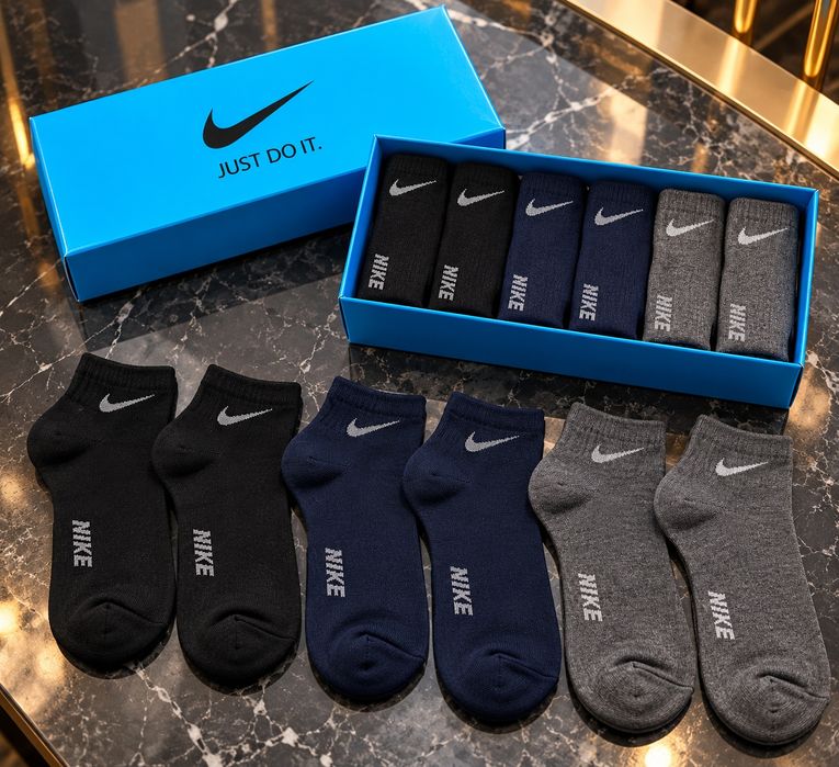 Луксозни мъжки и дамски чорапи 6 чифта в подаръчна кутия – Nike, Gucci, Adidas