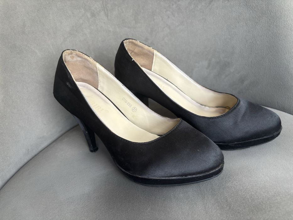 Pantofi femei/ dama, eleganti,  satin, negri, marime 37