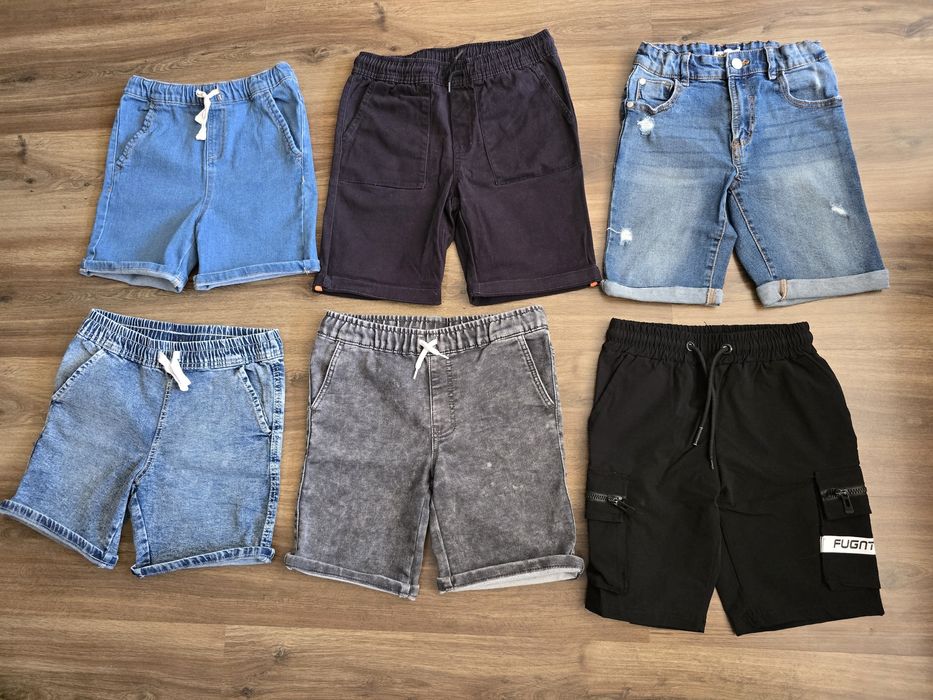 Къси дънкови и шушлякови  панталонки 134/140см