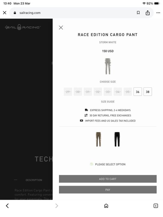 Sail Racing-оригинален карго панталон 34 размер