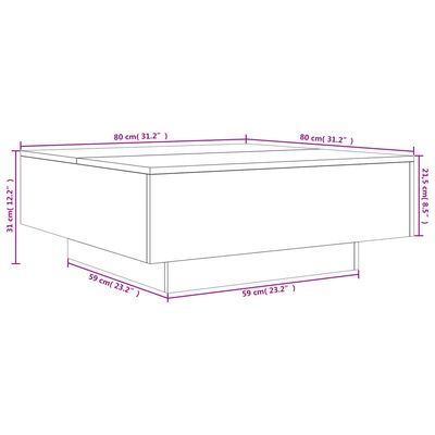 Măsuţă de cafea cu lumini LED, alb, 80x80x31 cm
