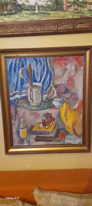 Tablou natura moarta Mihai Nistor 1978 ulei pe panza lipita pe carton