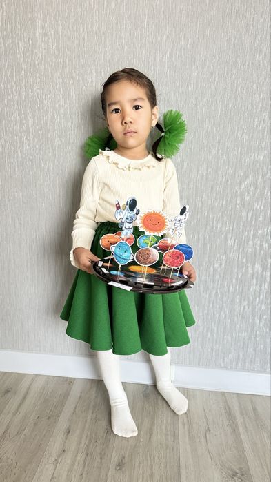 Зеленая Юбка с бантом для садика