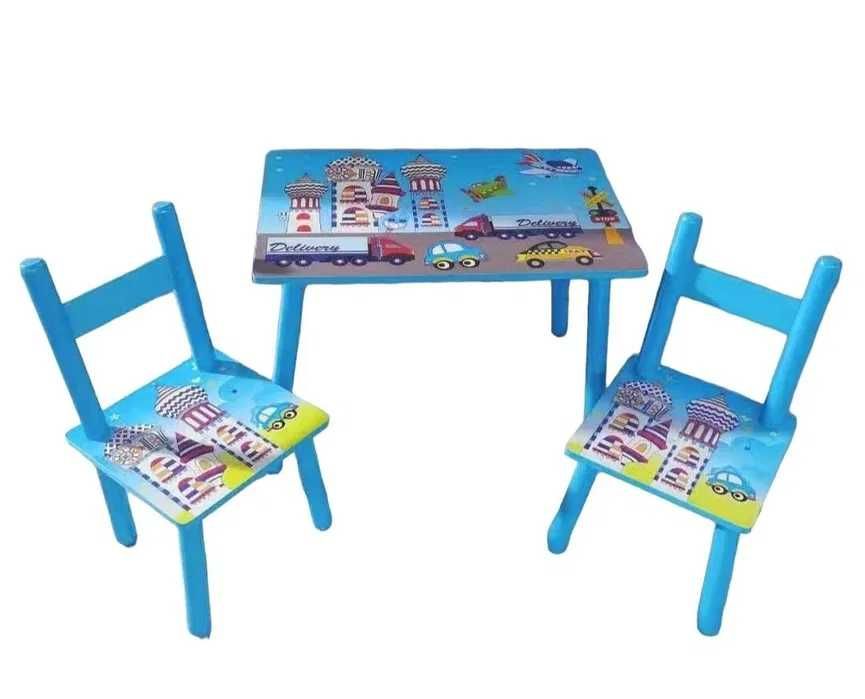 Masuta lemn cu 2 scaune pentru copii set stabil si rezistent