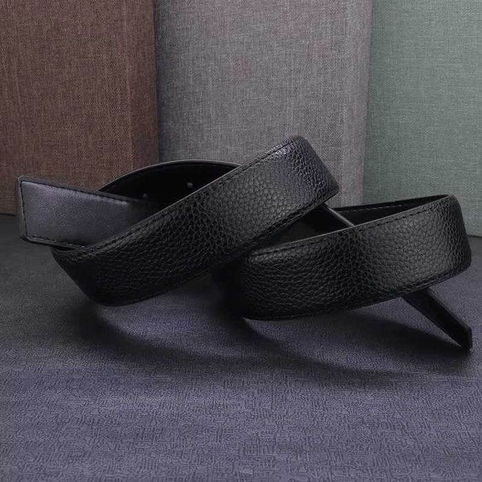 Колан от телешка кожа - Черен, Без катарама (120 см, 3.5 см широчина)