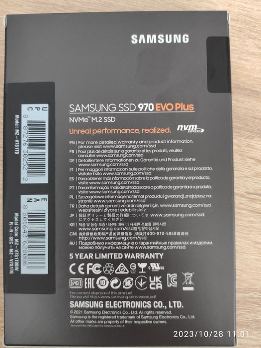 SSD Samsung 970 EVO Plus MZ-V7S1T0B