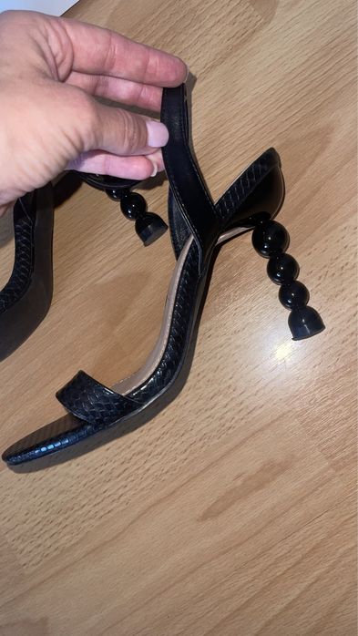 Sandale din piele model croco,cu toc fashion,BSB