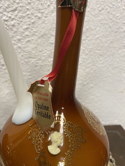 Италия Cristalleria La Toscana опалинови гарафи камея 1960 ваза кана