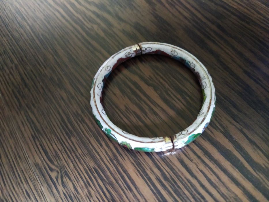 Bratara ceramica / email cu intarsii metalice
