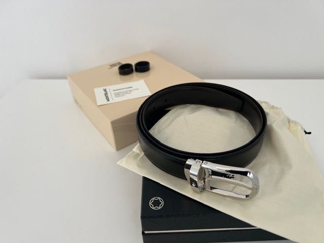 Curea reversibilă Montblanc negru maro MB 128783