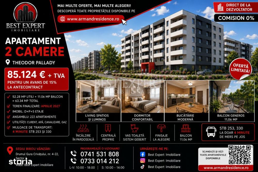 2 Camere Moderne | Parcare BONUS la Avans 50% | Comision 0%