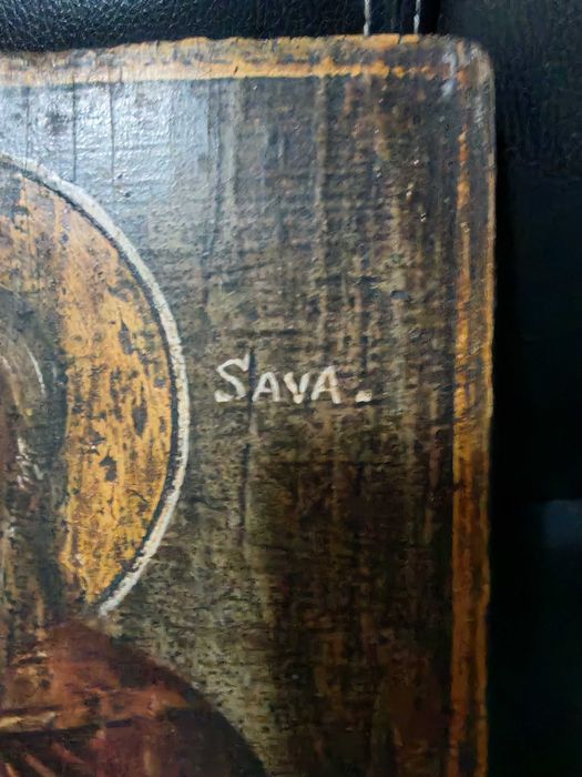 Icoana veche și rara, Sf. Cuv. Sava - 1700, semnata