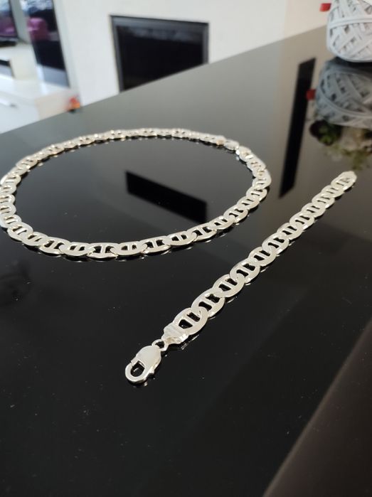 Set argint lanț + bratara