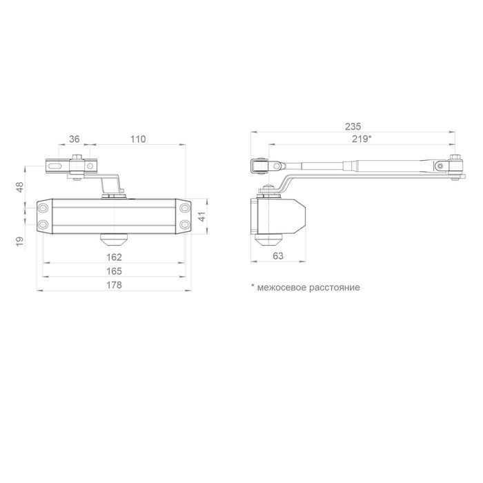 Доводчик дверной Ajax DCTR15-60  от 15 до 60 кг