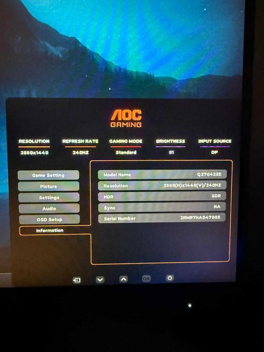Monitor AOC QHD 260HZ 27inch in garantie