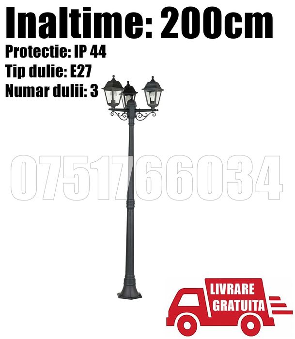 Stalp Iluminat Ornamental Exterior Casa Felinar 200cm LIVRARE GRATUITA