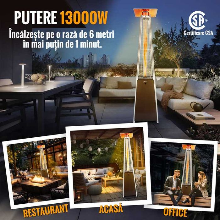 Incalzitor Terasa pe Gaz Doctor Home, 13000W, Otel Inoxidabil